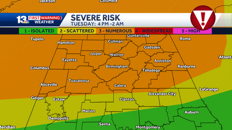 Severe storms, tornado threat in Alabama
