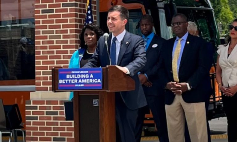 Pete Buttigieg will be in Birmingham Monday for a community conversation with Birmingham Mayor Randall Woodfin. Buttigieg was previously in Birmingham in 2022 to announce a $1 billion infrastructure plan aimed at reconnecting communities. (File)